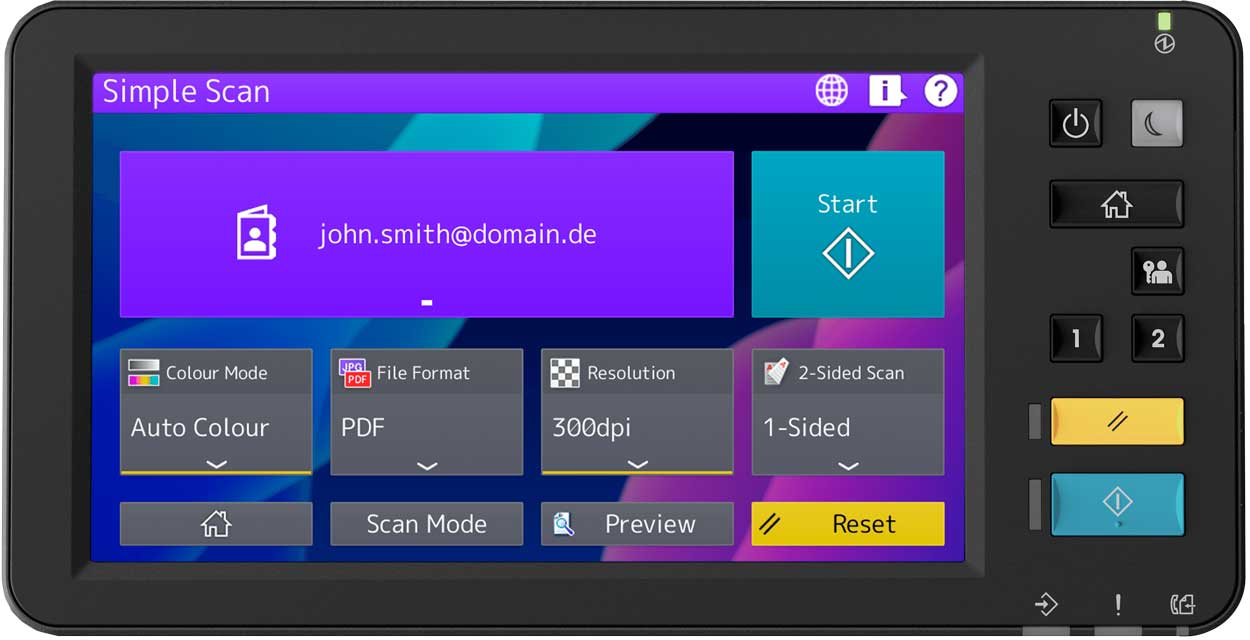 visuel3a_ecran-tactile-interface-utilisateur-imprimante-multifonctions-violet